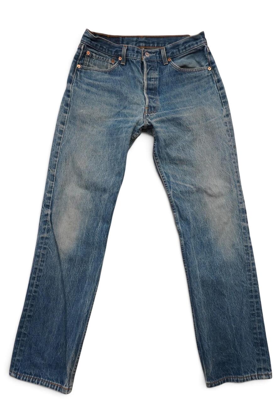 Vintage Levis 501XX Jeans Mens 30x31 Blue Button Fly Made USA Distressed 90s